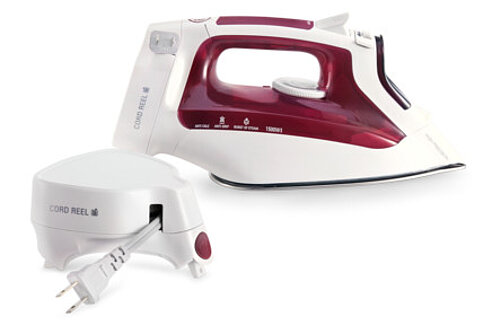 Clothes iron with cable rewinder