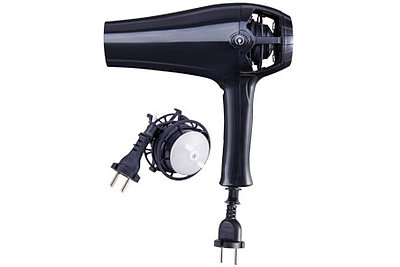 Hair dryer with cable rewinder